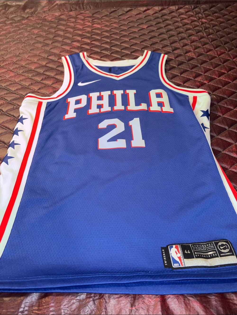 Nike Blue PHILA #21 Basketball Jersey with Red & White Trim NBA